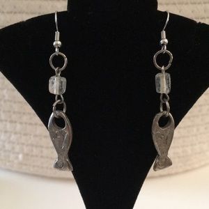 Silver fish earrings